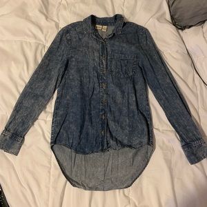 Mudd Peak-a-boo Back Denim Button Up